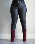 Coated Noir Skinny Stretch Pants