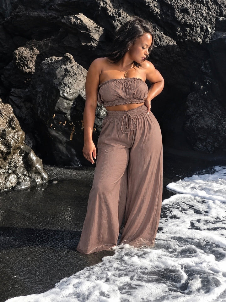 Mocha on the Beach Pants Set