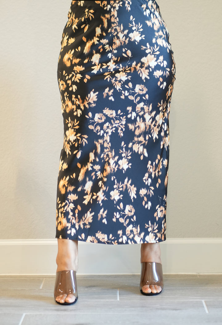 Midnight Glow Floral Maxi Skirt