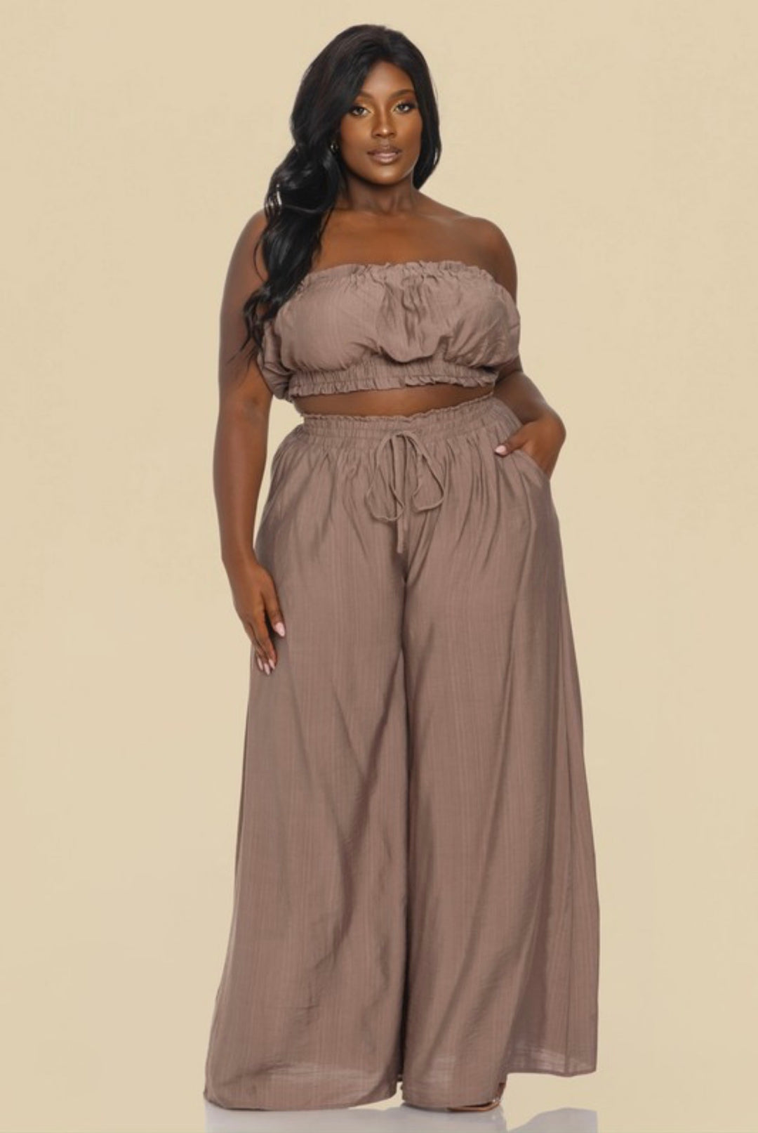 Mocha on the Beach Pants Set