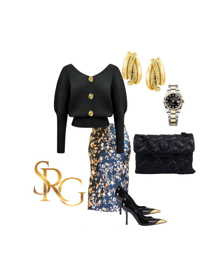 Midnight Glow Floral Maxi Skirt
