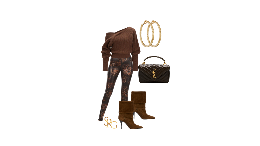Snake-Embossed Coated Pants